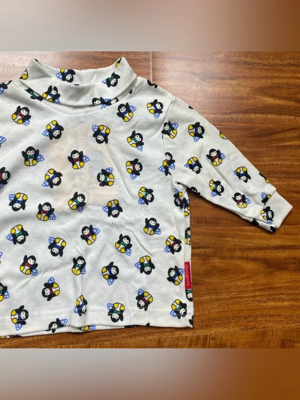 NWT New Vintage Osh Kosh B'Gosh White Penguin Long Sleeve Shirt Size 12M Casual
